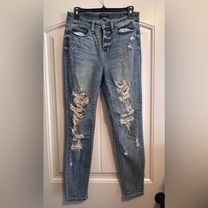Judy Blue Light Blue Distressed Skinny Jeans